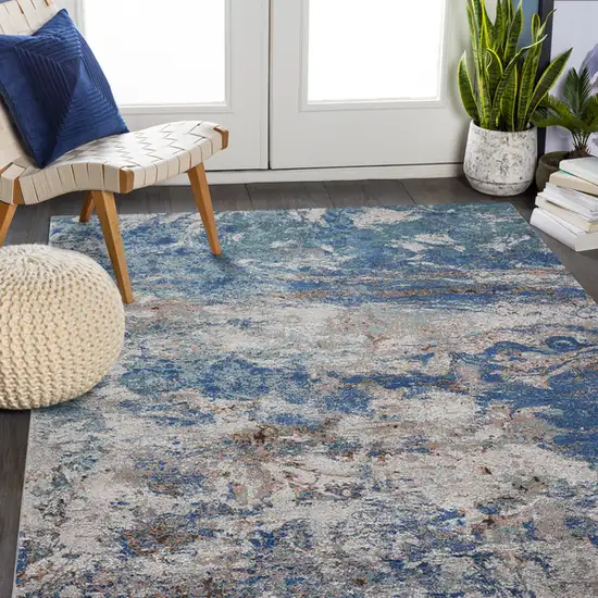 Blue and Gray Abstract Earth Area Rug Photo 8