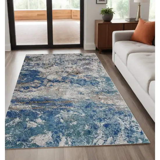 Blue and Gray Abstract Earth Area Rug Photo 1