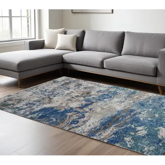 Blue and Gray Abstract Earth Area Rug Photo 1