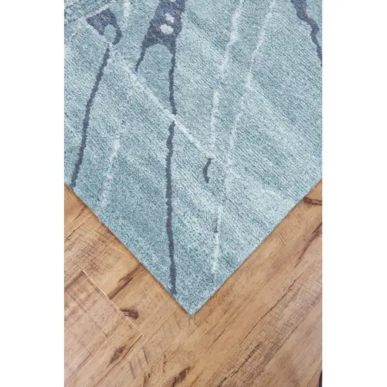 Blue and Gray Abstract Hand Tufted Area Rug Photo 9