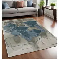 Photo of Blue and Gray Abstract Hand Tufted Area Rug