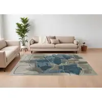 Photo of Blue and Gray Abstract Hand Tufted Area Rug