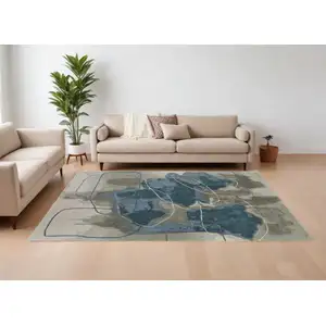 Photo of Blue and Gray Abstract Hand Tufted Area Rug