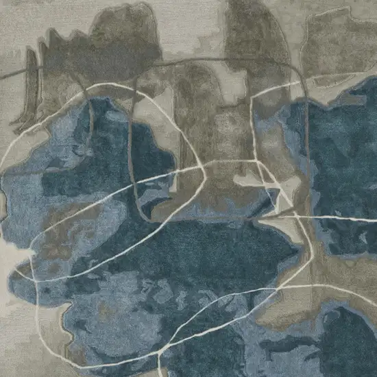 Blue and Gray Abstract Hand Tufted Area Rug Photo 5