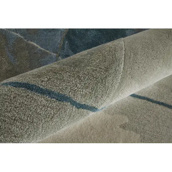 Blue and Gray Abstract Hand Tufted Area Rug Photo 9