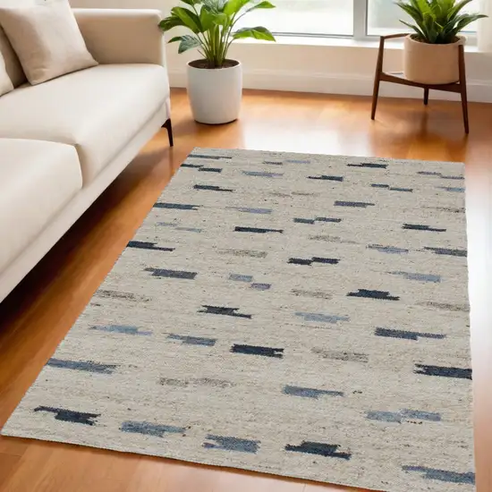 Blue and Gray Abstract Hand Woven Area Rug Photo 1