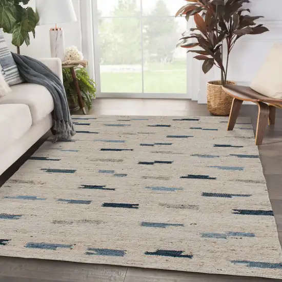 Blue and Gray Abstract Hand Woven Area Rug Photo 8