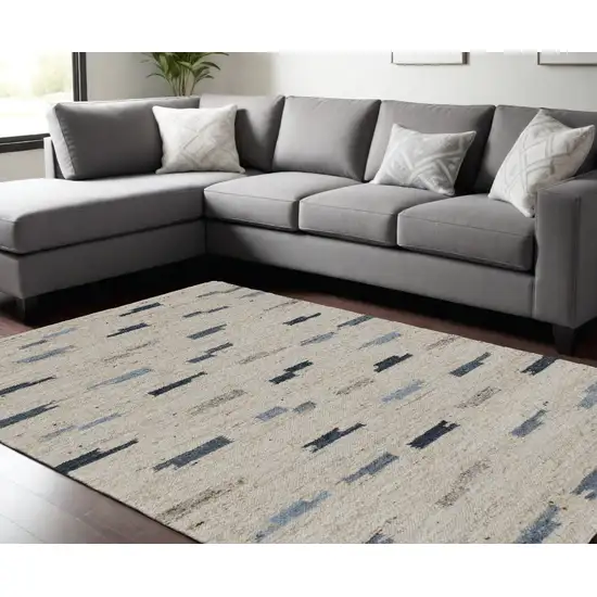 Blue and Gray Abstract Hand Woven Area Rug Photo 1