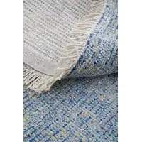 Photo of Blue and Gray Abstract Hand Woven Distressed Area Rug With Fringe