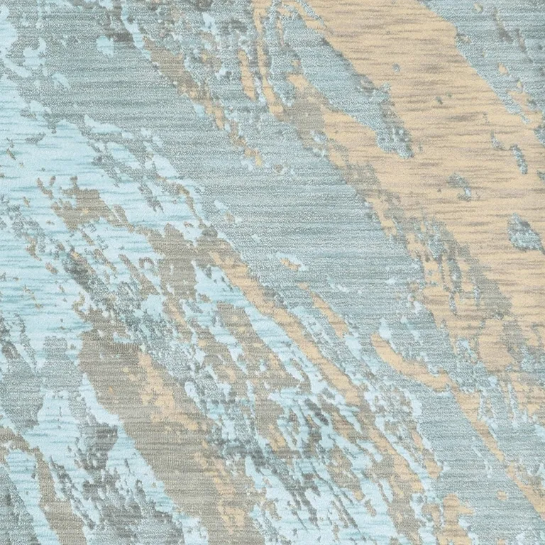 Blue and Gray Abstract Impasto Area Rug Photo 3