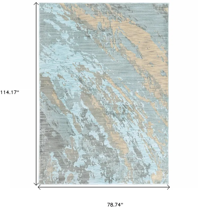 Blue and Gray Abstract Impasto Area Rug Photo 4