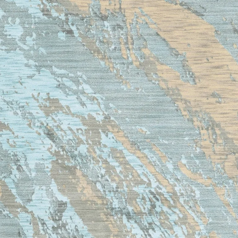 Blue and Gray Abstract Impasto Area Rug Photo 3