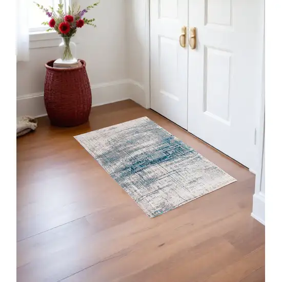 Blue and Gray Abstract Non Skid Area Rug Photo 1