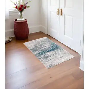 Photo of Blue and Gray Abstract Non Skid Area Rug