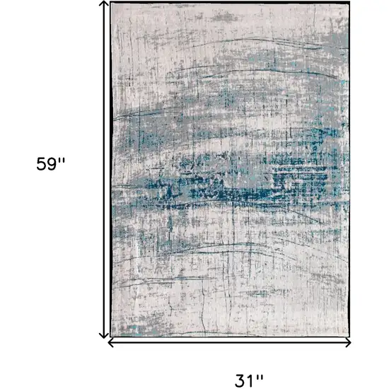 Blue and Gray Abstract Non Skid Area Rug Photo 3