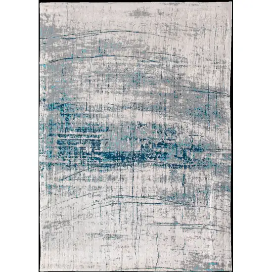 Blue and Gray Abstract Non Skid Area Rug Photo 5