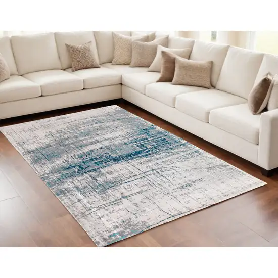 Blue and Gray Abstract Non Skid Area Rug Photo 1