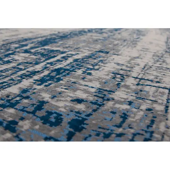 Blue and Gray Abstract Non Skid Area Rug Photo 7