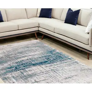 Photo of Blue and Gray Abstract Non Skid Area Rug