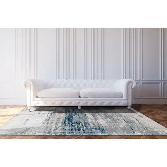 Blue and Gray Abstract Non Skid Area Rug Photo 5