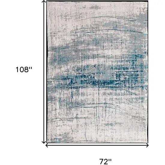 Blue and Gray Abstract Non Skid Area Rug Photo 3