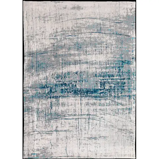 Blue and Gray Abstract Non Skid Area Rug Photo 2