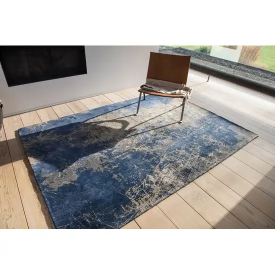 Blue and Gray Abstract Non Skid Area Rug Photo 7