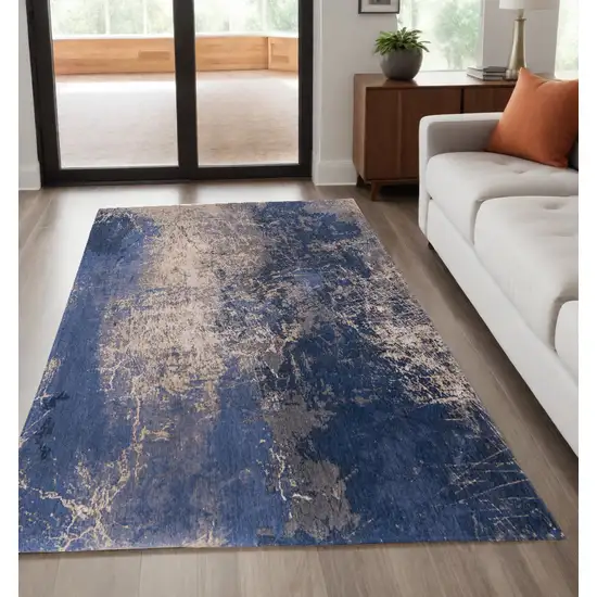 Blue and Gray Abstract Non Skid Area Rug Photo 1