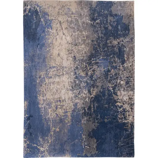 Blue and Gray Abstract Non Skid Area Rug Photo 2