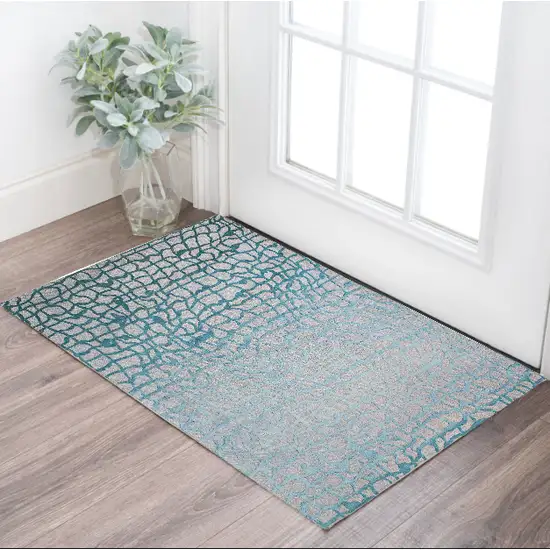 Blue and Gray Abstract Non Skid Area Rug Photo 1