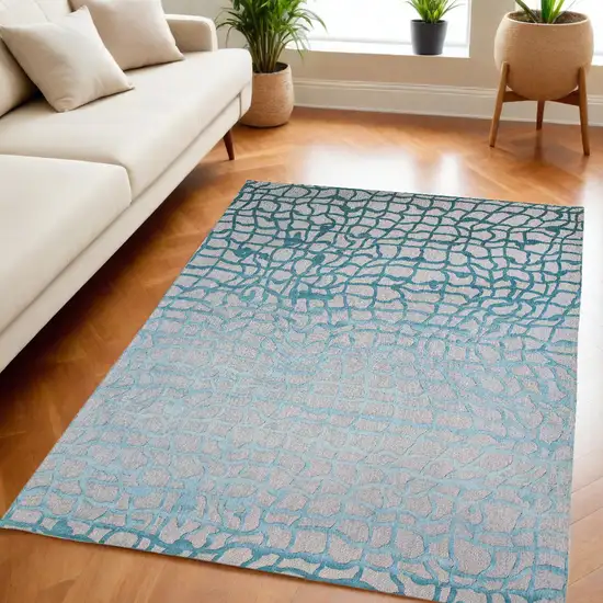 Blue and Gray Abstract Non Skid Area Rug Photo 1