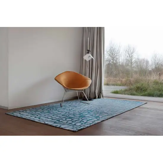 Blue and Gray Abstract Non Skid Area Rug Photo 7