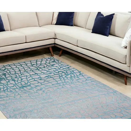 Blue and Gray Abstract Non Skid Area Rug Photo 1