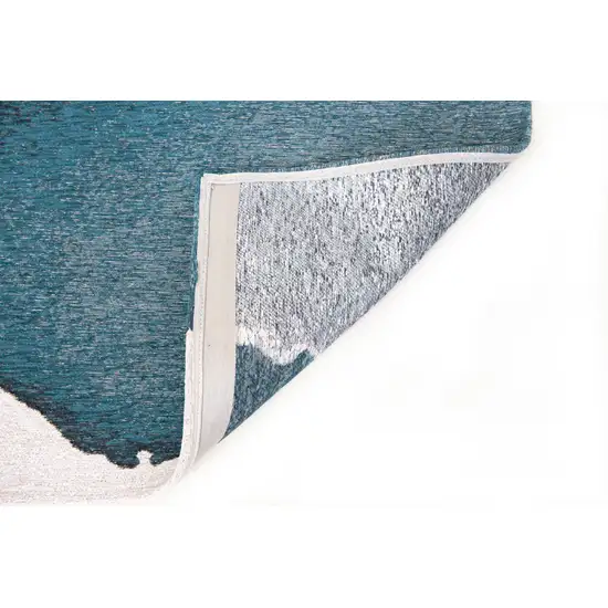 Blue and Gray Abstract Non Skid Area Rug Photo 4