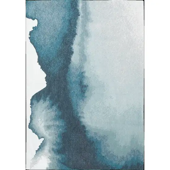 Blue and Gray Abstract Non Skid Area Rug Photo 2