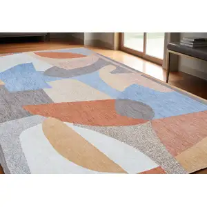 Photo of Blue and Gray Abstract Non Skid Area Rug