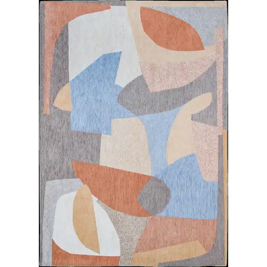 Blue and Gray Abstract Non Skid Area Rug Photo 2