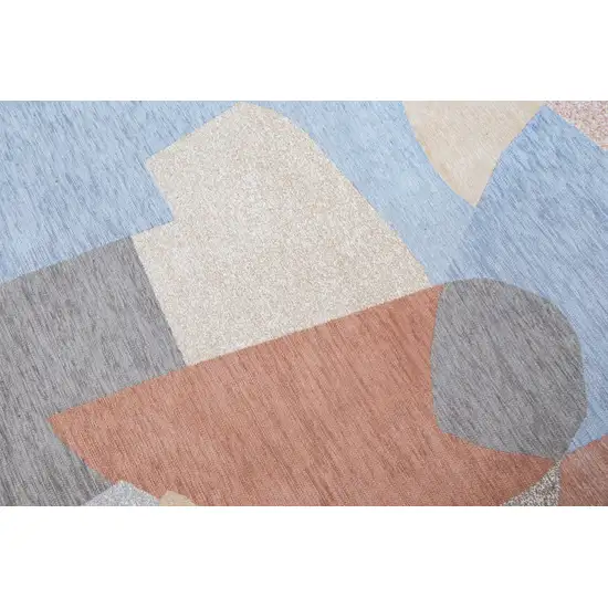 Blue and Gray Abstract Non Skid Area Rug Photo 7