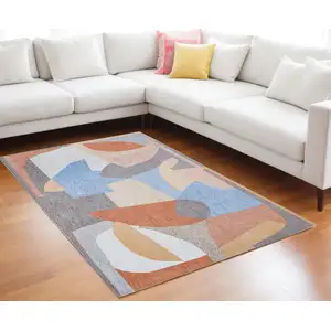 Photo of Blue and Gray Abstract Non Skid Area Rug