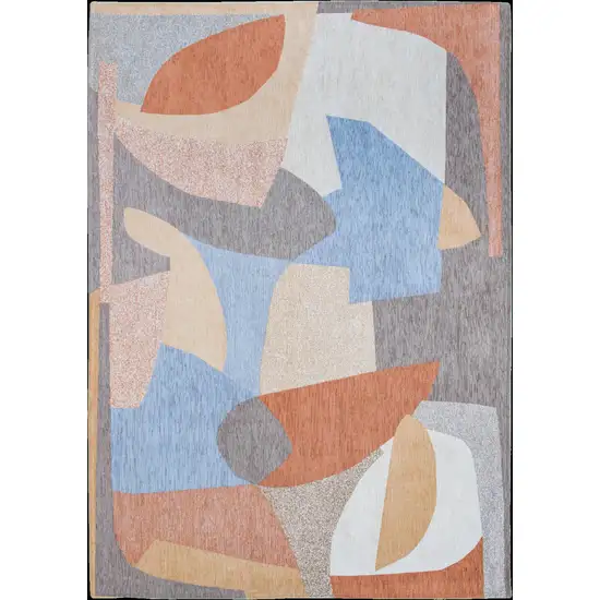 Blue and Gray Abstract Non Skid Area Rug Photo 6