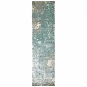 Photo of Blue and Gray Abstract Pattern Indoor Runner Rug