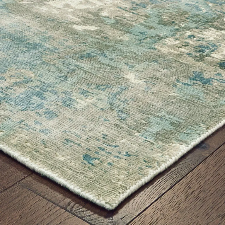 Blue and Gray Abstract Pattern Indoor Runner Rug Photo 2