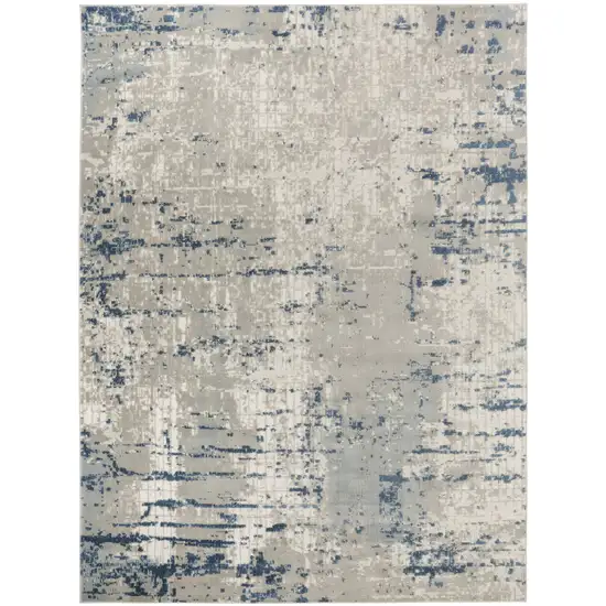 Blue and Gray Abstract Power Loom Area Rug Photo 5