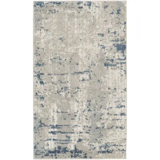 Blue and Gray Abstract Power Loom Area Rug Photo 5