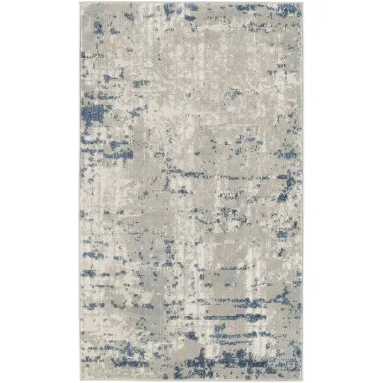 Blue and Gray Abstract Power Loom Area Rug Photo 1