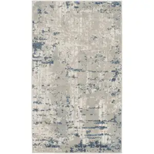 Photo of Blue and Gray Abstract Power Loom Area Rug