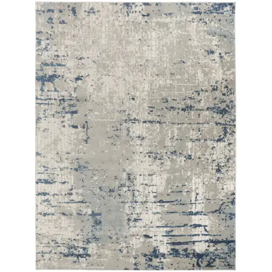 Blue and Gray Abstract Power Loom Area Rug Photo 1