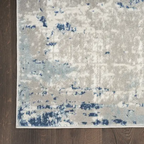 Blue and Gray Abstract Power Loom Area Rug Photo 3