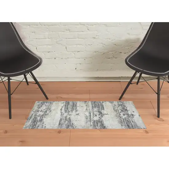 Blue and Gray Abstract Power Loom Area Rug Photo 2