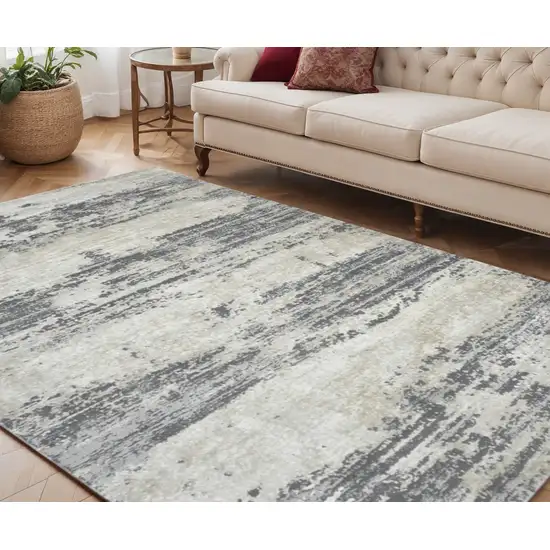 Ivory Beige and Gray Abstract Power Loom Area Rug Photo 1